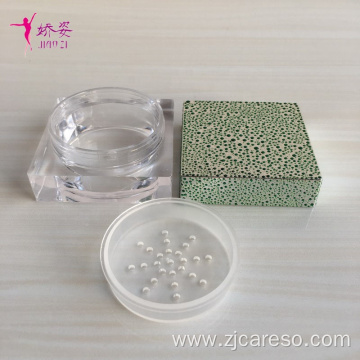 Square Shape Loose Powder Jar with Electroplated Lid